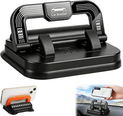 Car Phone Holder with 360 Degree Rotation, Dashboard Mount, Suction Cup, Horizontal and Vertical Screen Adjustment (Black) in Saudi Arabia