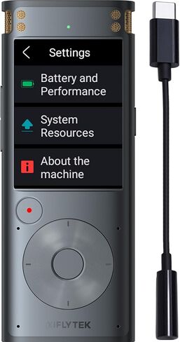 مسجل صوت iflytek غير متصل مع تشغيل، محول مقبس صوت USB-C إلى 3.5 مم، مسجل رقمي آمن مع نسخ AI، تحويل صوتي إلى نص بخمس لغات، تقليل الضوضاء in Kuwait