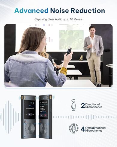 مسجل صوت iflytek غير متصل مع تشغيل، محول مقبس صوت USB-C إلى 3.5 مم، مسجل رقمي آمن مع نسخ AI، تحويل صوتي إلى نص بخمس لغات، تقليل الضوضاء in Kuwait