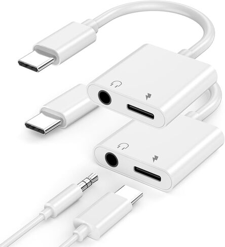 iPhone Headphone Adapter,[Apple MFi Certified] 2 Pack USB C to 3.5mm Headphone and Charger Adapter Type C to Aux Jack Dongle Cable with Fast Charging for iPhone 17/16/15/Pro Max/Plus Galaxy iPad in Saudi Arabia
