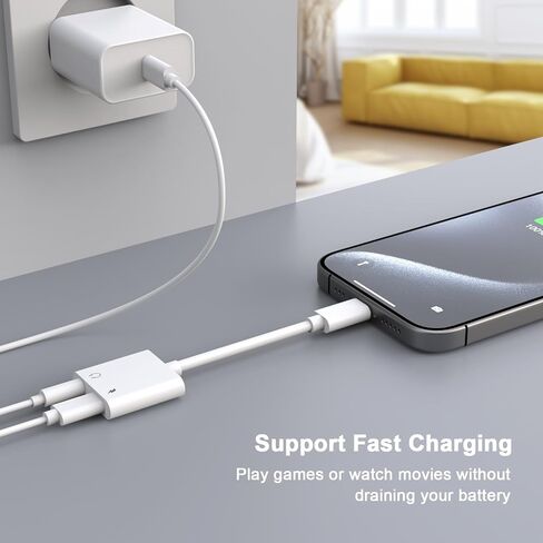 iPhone Headphone Adapter,[Apple MFi Certified] 2 Pack USB C to 3.5mm Headphone and Charger Adapter Type C to Aux Jack Dongle Cable with Fast Charging for iPhone 17/16/15/Pro Max/Plus Galaxy iPad in Saudi Arabia