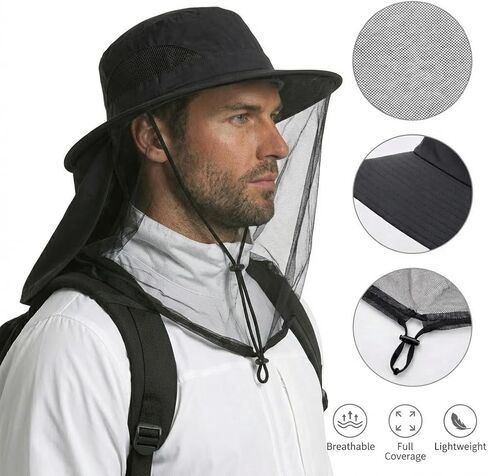 Mosquito Hat with Netting, Mosquito Hats Lightweight Outdoor Fishing Hiking Camping Bug Net for Men & Women, Grey in Saudi Arabia