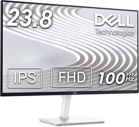 Dell S2425H Monitor - 23.8 Inch, FHD (1920x1080) Display, 100Hz Refresh Rate, 1500:1 Contrast Ratio, 99% sRGB, TÜV Rheinland Eye Comfort 4 Star, Integrated 2x5W Speaker, Tilt- Ash White Color in Saudi Arabia
