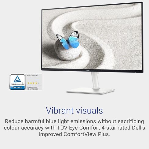 Dell S2425H Monitor - 23.8 Inch, FHD (1920x1080) Display, 100Hz Refresh Rate, 1500:1 Contrast Ratio, 99% sRGB, TÜV Rheinland Eye Comfort 4 Star, Integrated 2x5W Speaker, Tilt- Ash White Color in Saudi Arabia