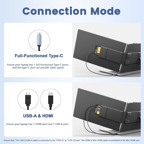 موسع شاشة الكمبيوتر المحمول domyfan مقاس 14 بوصة، رفيع للغاية FHD 1080P IPS ثنائي شاشة الكمبيوتر المحمول المحمول لأجهزة الكمبيوتر المحمول مقاس 13-17 بوصة، التوصيل والتشغيل مع HDMI/USB-A/Type-C، متوافق مع Windows وMac وAndroid in Kuwait