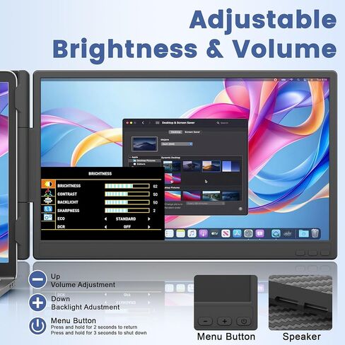 موسع شاشة الكمبيوتر المحمول domyfan مقاس 14 بوصة، رفيع للغاية FHD 1080P IPS ثنائي شاشة الكمبيوتر المحمول المحمول لأجهزة الكمبيوتر المحمول مقاس 13-17 بوصة، التوصيل والتشغيل مع HDMI/USB-A/Type-C، متوافق مع Windows وMac وAndroid in Kuwait