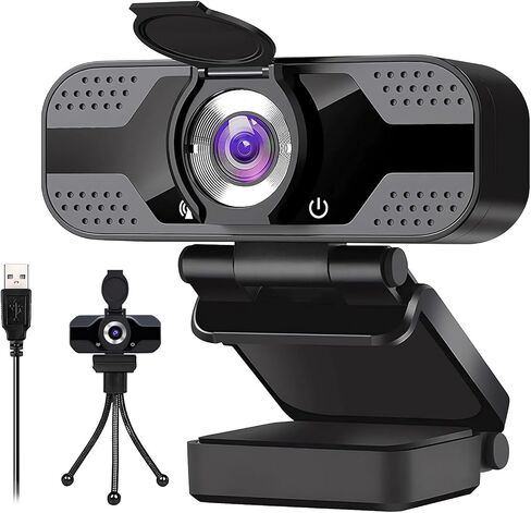 Full HD 1080p Webcam with Privacy Shutter and Tripod, Video and Wide Angle Camera, Built-in Mic, Widescreen USB Computer Camera for Laptop Desktop in Saudi Arabia
