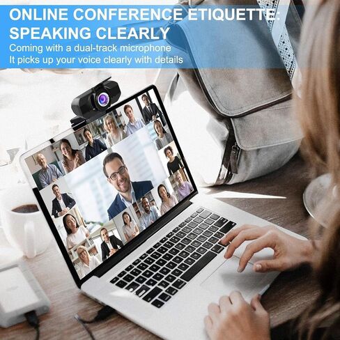 Full HD 1080p Webcam with Privacy Shutter and Tripod, Video and Wide Angle Camera, Built-in Mic, Widescreen USB Computer Camera for Laptop Desktop in Saudi Arabia