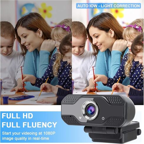 Full HD 1080p Webcam with Privacy Shutter and Tripod, Video and Wide Angle Camera, Built-in Mic, Widescreen USB Computer Camera for Laptop Desktop in Saudi Arabia