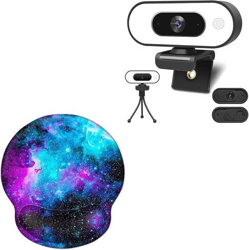ToLuLu 1080P Webcam with Ring Light and Microphone, Streaming Web Camera, Mouse Pad with Wrist Rest Support, Mouse Pad with Wrist Rest Support Non Slip Rubber Base Mousepad in Saudi Arabia