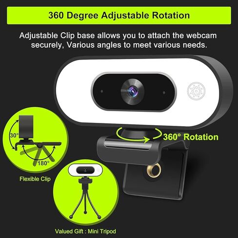 ToLuLu 1080P Webcam with Ring Light and Microphone, Streaming Web Camera, Mouse Pad with Wrist Rest Support, Mouse Pad with Wrist Rest Support Non Slip Rubber Base Mousepad in Saudi Arabia