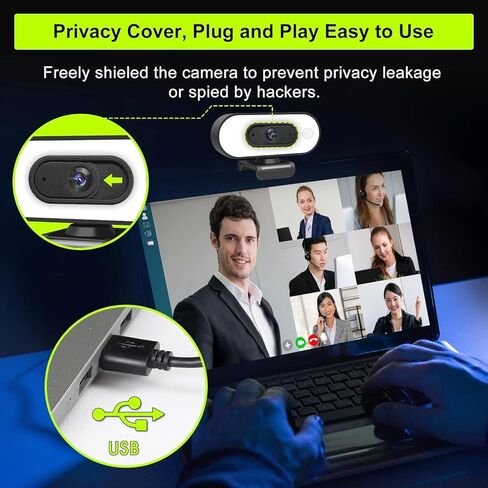 ToLuLu 1080P Webcam with Ring Light and Microphone, Streaming Web Camera, Mouse Pad with Wrist Rest Support, Mouse Pad with Wrist Rest Support Non Slip Rubber Base Mousepad in Saudi Arabia