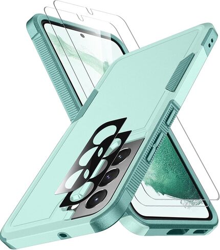 جراب SPIDERCASE مصمم لهاتف Samsung Galaxy S22، [حماية من السقوط بدرجة عسكرية 10 أقدام]، عبوتان [واقي شاشة من الزجاج المقسى + واقي عدسة الكاميرا] جراب شديد التحمل مقاوم للصدمات، أخضر in Kuwait