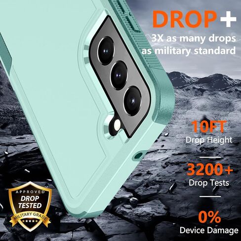 جراب SPIDERCASE مصمم لهاتف Samsung Galaxy S22، [حماية من السقوط بدرجة عسكرية 10 أقدام]، عبوتان [واقي شاشة من الزجاج المقسى + واقي عدسة الكاميرا] جراب شديد التحمل مقاوم للصدمات، أخضر in Kuwait