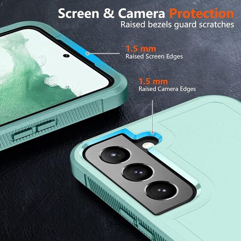 جراب SPIDERCASE مصمم لهاتف Samsung Galaxy S22، [حماية من السقوط بدرجة عسكرية 10 أقدام]، عبوتان [واقي شاشة من الزجاج المقسى + واقي عدسة الكاميرا] جراب شديد التحمل مقاوم للصدمات، أخضر in Kuwait