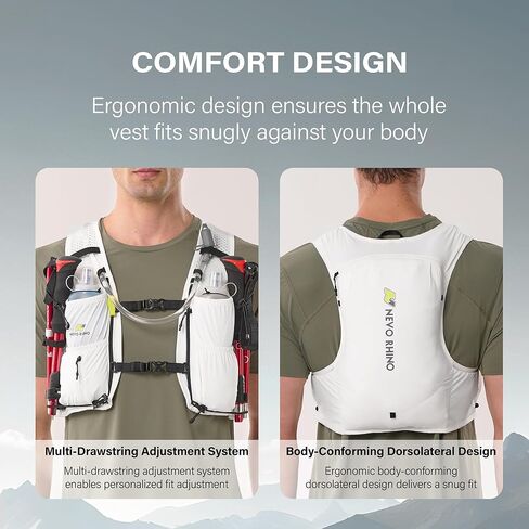 N NEVO RHINO Running Vest for Women Men, Hydration Backpack with 2 TPU 500ML Soft Flask, Lightweight Breathable Running Hydration Vest for Trial Running in Saudi Arabia