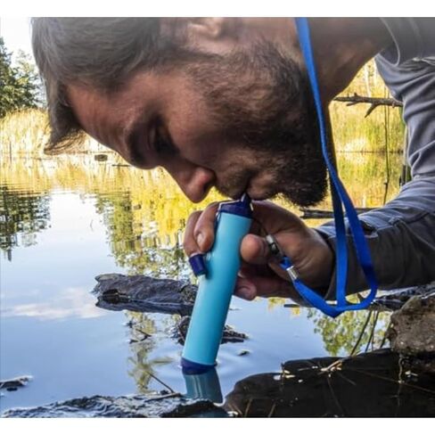 2PCS Personal Water Filter Straw Outdoor Portable Filtration Emergency Survival Gear Water Solutions Tactical Gear for Hiking Camping Accessories Travel Hunting Fishing Outing Backpacking in Saudi Arabia