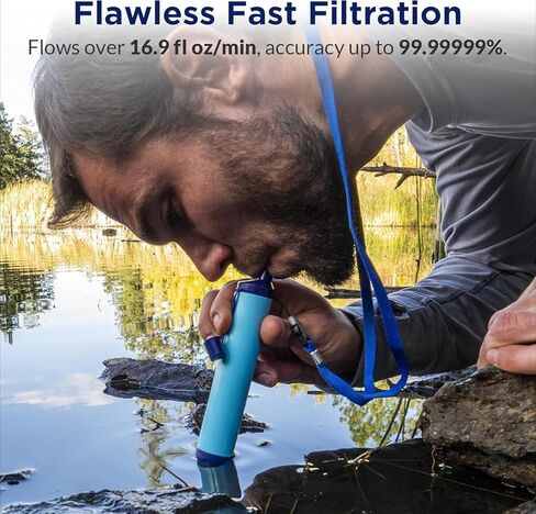 2PCS Personal Water Filter Straw Outdoor Portable Filtration Emergency Survival Gear Water Solutions Tactical Gear for Hiking Camping Accessories Travel Hunting Fishing Outing Backpacking in Saudi Arabia