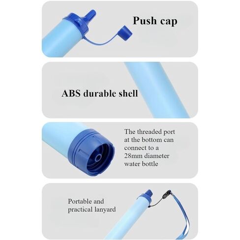 2PCS Personal Water Filter Straw Outdoor Portable Filtration Emergency Survival Gear Water Solutions Tactical Gear for Hiking Camping Accessories Travel Hunting Fishing Outing Backpacking in Saudi Arabia
