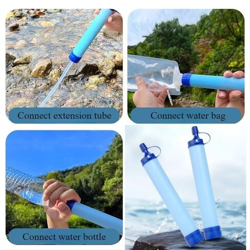 2PCS Personal Water Filter Straw Outdoor Portable Filtration Emergency Survival Gear Water Solutions Tactical Gear for Hiking Camping Accessories Travel Hunting Fishing Outing Backpacking in Saudi Arabia