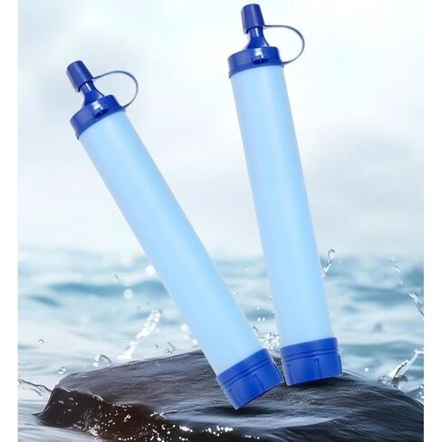 2PCS Personal Water Filter Straw Outdoor Portable Filtration Emergency Survival Gear Water Solutions Tactical Gear for Hiking Camping Accessories Travel Hunting Fishing Outing Backpacking in Saudi Arabia