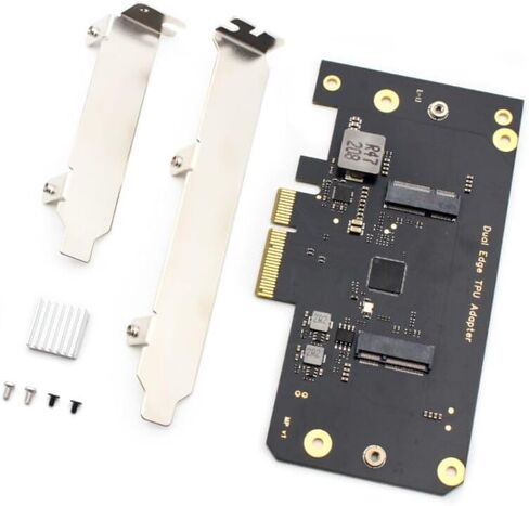 محول TPU PCIe مزدوج الحافة لبطاقتي تسريع Coral M.2، PCIe Gen3 x4 إلى 4X Gen2 x1 Lane Splitter مع مبدد حراري، حوسبة AI Edge in Kuwait