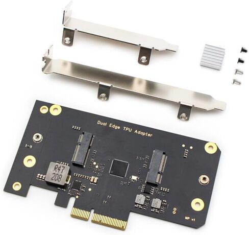 محول TPU PCIe مزدوج الحافة لبطاقتي تسريع Coral M.2، PCIe Gen3 x4 إلى 4X Gen2 x1 Lane Splitter مع مبدد حراري، حوسبة AI Edge in Kuwait