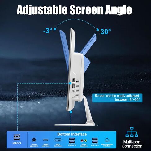 All-in-One Desktop Computer PC, 24" FHD Curved Display Monitor I7 Quad-Core Desktop, 16G Ram 512G SSD, WiFi Bluetooth for Home Business Office Gaming in Kuwait
