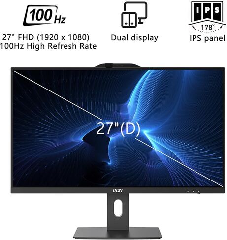 msi PRO AP272P Business All-in-One Desktop, 27" IPS FHD 100Hz Eye-Care Display, Intel Core i7-14700, 64GB DDR5, 2TB SSD, IR FHD Webcam, Wi-Fi 6E, HDMI, DP, Wireless KB & Mouse, Windows 11 Pro in Saudi Arabia