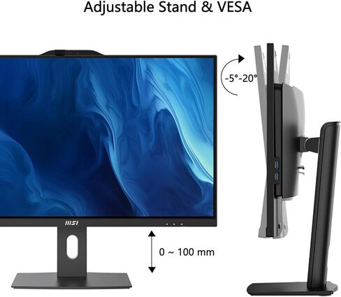 msi PRO AP272P Business All-in-One Desktop, 27" IPS FHD 100Hz Eye-Care Display, Intel Core i7-14700, 64GB DDR5, 2TB SSD, IR FHD Webcam, Wi-Fi 6E, HDMI, DP, Wireless KB & Mouse, Windows 11 Pro in Saudi Arabia