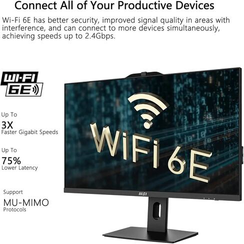 msi PRO AP272P Business All-in-One Desktop, 27" IPS FHD 100Hz Eye-Care Display, Intel Core i7-14700, 64GB DDR5, 2TB SSD, IR FHD Webcam, Wi-Fi 6E, HDMI, DP, Wireless KB & Mouse, Windows 11 Pro in Saudi Arabia