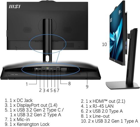 msi PRO AP272P Business All-in-One Desktop, 27" IPS FHD 100Hz Eye-Care Display, Intel Core i7-14700, 64GB DDR5, 2TB SSD, IR FHD Webcam, Wi-Fi 6E, HDMI, DP, Wireless KB & Mouse, Windows 11 Pro in Saudi Arabia
