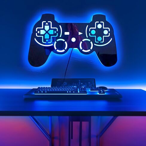 Geek Alerts Gamer Neon Sign,Control Video Gamepad with 7 Color Changing Mirror LED Backlight, Gamers Luminous Wall Sign Wall Lamp, Cool Game Room Interior Decoration in Saudi Arabia