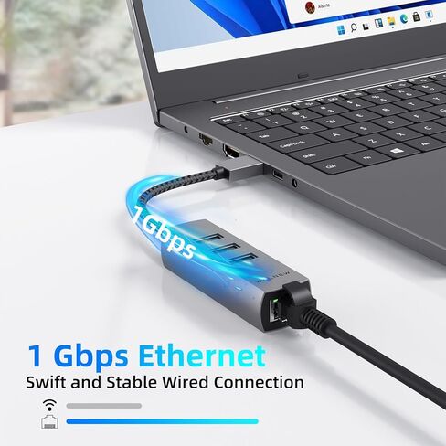 USB C to Ethernet Adapter with USB A Port, Gigabit RJ45 LAN Network Converter for MacBook Pro/Air, Dell, Samsung Galaxy, iPad Pro & More Thunderbolt 3 Laptops in Saudi Arabia