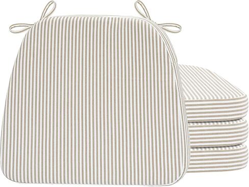 AAAAAcessories D-Shaped Chair Cushions, 2" Thick Dining Chair Pads with Ties and Removable, Machine-Washable Cover, 17" x 16", Set of 4, Oatmeal Beige in Saudi Arabia