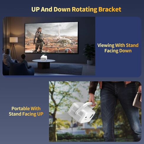 【8K Video Decode & Android 14.0】Smart Projector with WiFi and Bluetooth, 650 ANSI 8K Support Native 1080P, Auto Focus & Keystone, 360°Rotation Portable Mini Short Throw Outdoor Movie Projectors in Saudi Arabia
