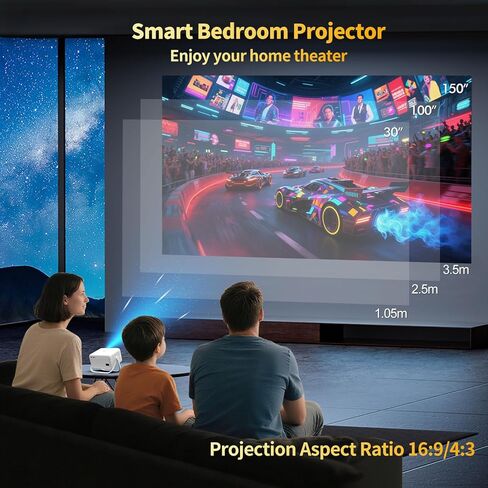 【8K Video Decode & Android 14.0】Smart Projector with WiFi and Bluetooth, 650 ANSI 8K Support Native 1080P, Auto Focus & Keystone, 360°Rotation Portable Mini Short Throw Outdoor Movie Projectors in Saudi Arabia
