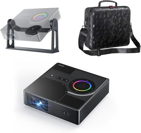 NexiGo Nova Mini Portable Laser Projector with Carrying Case and Gimbal Stand, Google TV w/Netflix, 1080p FHD, 1200 Lumens, 15000:1 Contrast w/SAE, 3D, Auto Setup, 150" Display, 8W Dolby Audio in Saudi Arabia