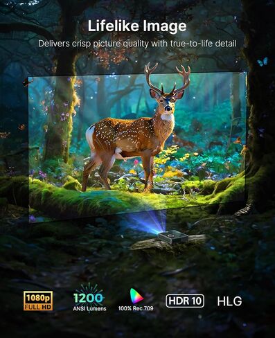 NexiGo Nova Mini Portable Laser Projector with Carrying Case and Gimbal Stand, Google TV w/Netflix, 1080p FHD, 1200 Lumens, 15000:1 Contrast w/SAE, 3D, Auto Setup, 150" Display, 8W Dolby Audio in Saudi Arabia