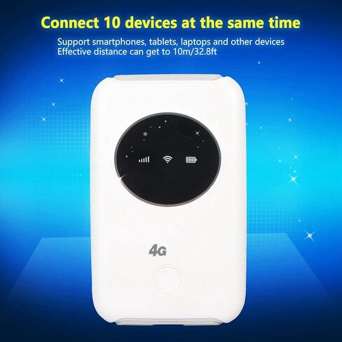 مودم واي فاي USB 4G LTE مفتوح 3200MAh 150Mbps راوتر واي فاي محمول لما يصل إلى 10 مستخدمين أبيض 10x6x1.5 سم 1 X بطاقة SIM in Kuwait