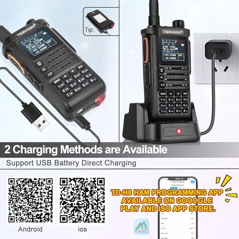 TIDRADIO TD-H8 10 Watt Ham Handheld Radio, APP Wireless Programming, Long Range Two Way Radio, 2500mAh USB-C Battery,1.77" Color Screen, FM,AM, NOAA Survival Gear Walkie Talkies -2 Pack in Saudi Arabia