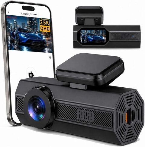 Dash Cam 2.5K Dash Cam Front، كاميرا VEEMENT Dash للسيارات مع التطبيق، كاميرات داش للتحكم في WiFi مع رؤية ليلية WDR، وضع انتظار 24 ساعة، زاوية واسعة 170 درجة، مستشعر G، تسجيل حلقي in Kuwait