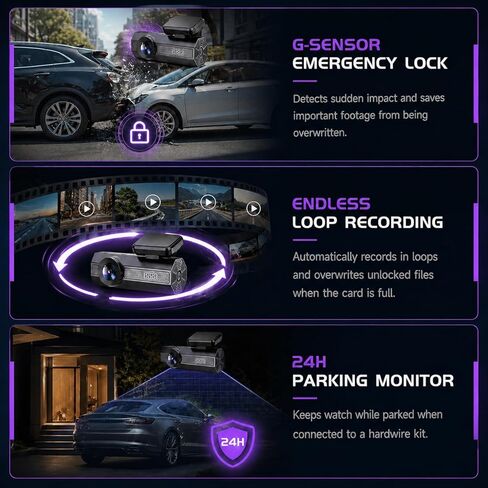 Dash Cam 2.5K Dash Cam Front، كاميرا VEEMENT Dash للسيارات مع التطبيق، كاميرات داش للتحكم في WiFi مع رؤية ليلية WDR، وضع انتظار 24 ساعة، زاوية واسعة 170 درجة، مستشعر G، تسجيل حلقي in Kuwait