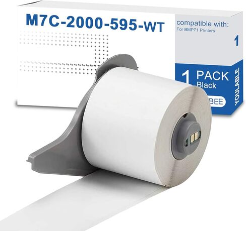 M7C-2000-595-WT Compatible for Brady All Weather Permanent Adhesive Vinyl Label Tape for BMP71 Printers - 2" x 50', White in Saudi Arabia