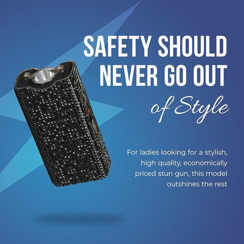 Streetwise Rhinestun Keychain Stun Gun – Compact Rechargeable Stun Gun Flashlight with Rhinestone Grip, Holster and Keyring for Women’s Self Protection in Saudi Arabia