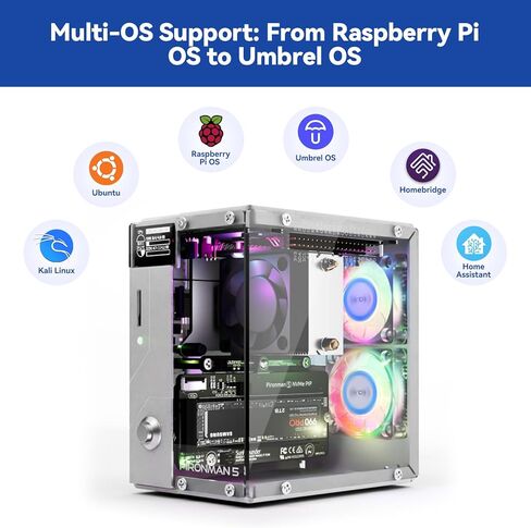 حافظة Pironman 5 Mini PC + ميكروفون USB 2.0 صغير لـ Raspberry Pi 5 in Kuwait
