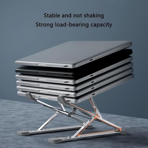 Aluminum Alloy Dual-Layer Adjustable Laptop Stand - Portable Foldable Cooling Stand for Computers (Black) in Saudi Arabia