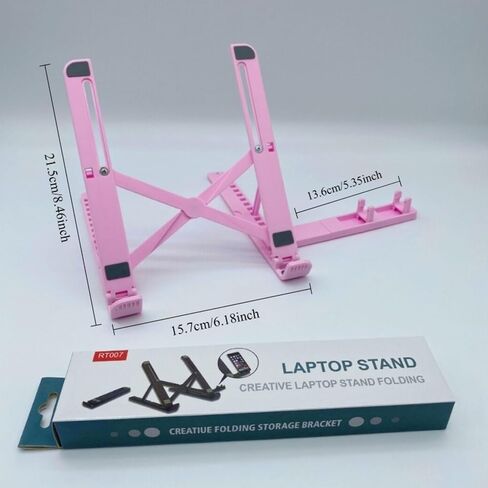 حامل كمبيوتر محمول محمول مع حامل هاتف، حامل كمبيوتر قابل للطي وقابل للتعديل للمكتب، حامل كمبيوتر لوحي مريح وخفيف الوزن مقاس 10-15.6 بوصة، أبيض in Saudi Arabia