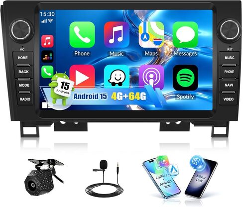 راديو ستيريو للسيارة SIXTOP 4+64G يعمل بنظام Android لسيارة Toyota Tundra 2007–2013 سيكويا 2008–2013 لاسلكي Apple Carplay Android Auto شاشة لمس 9 بوصة بلوتوث 5.0 GPS WiFi FM EQ SWC+ AHD كاميرا خلفية in Kuwait
