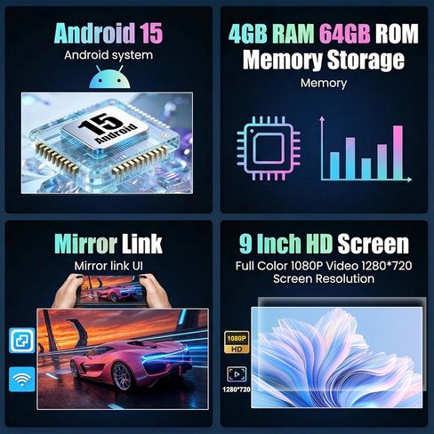 راديو ستيريو للسيارة SIXTOP 4+64G يعمل بنظام Android لسيارة Toyota Tundra 2007–2013 سيكويا 2008–2013 لاسلكي Apple Carplay Android Auto شاشة لمس 9 بوصة بلوتوث 5.0 GPS WiFi FM EQ SWC+ AHD كاميرا خلفية in Kuwait